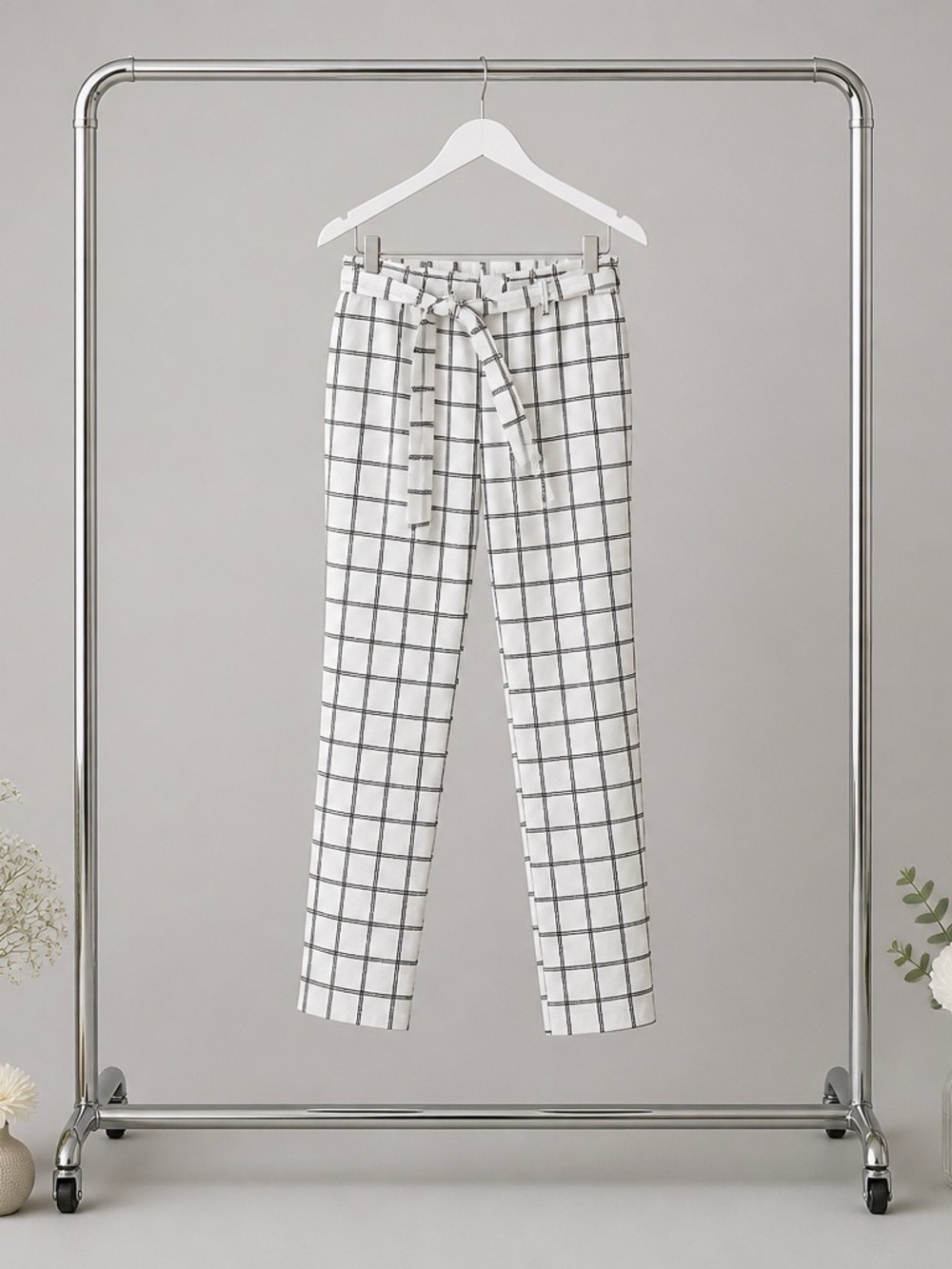 Jules & Leopold Plaid Paperbag Waist Pants  Womens s X small   Stretch material